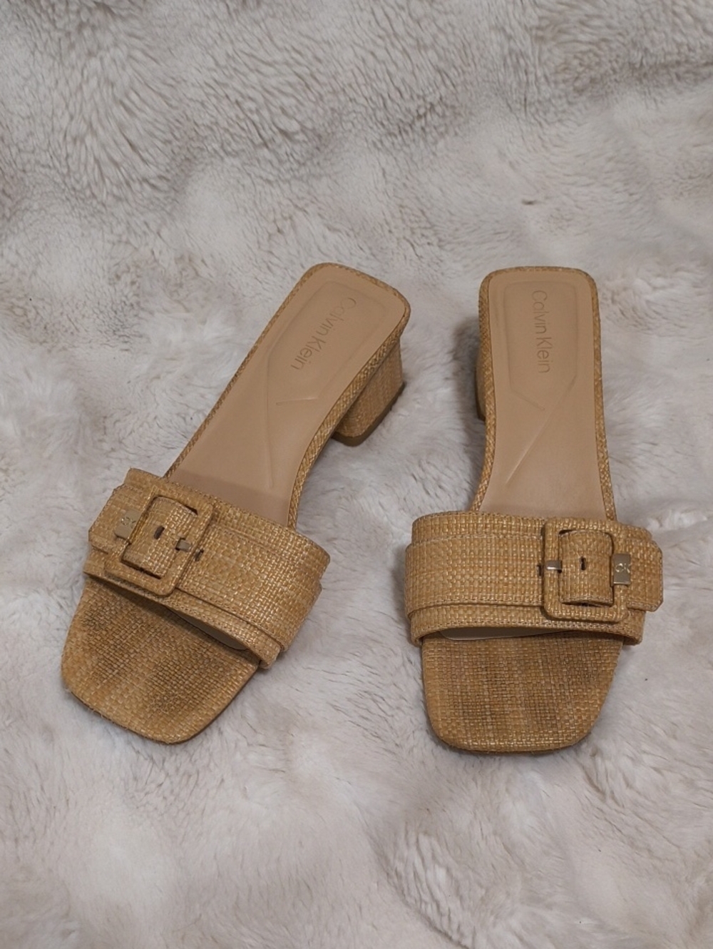 Calvin Klein Woven Open Toe Heels